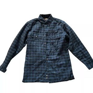 VTG Sedgefield Men's M Flannel Jacket Black And Blue Plaid Field Coat Quilted